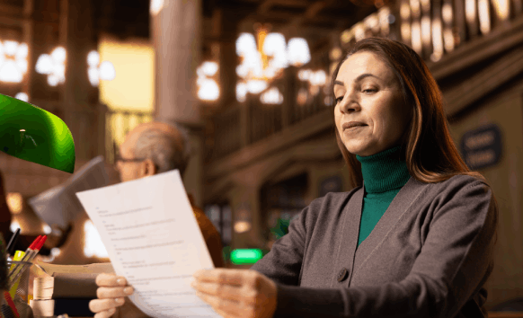 A client hands a translated file to an agency clerk, highlighting Translation Services in Hialeah with guaranteed acceptance.