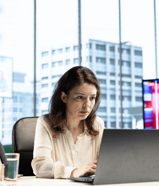 Professional translator working on Media Translation Services for podcasts and digital audio content.