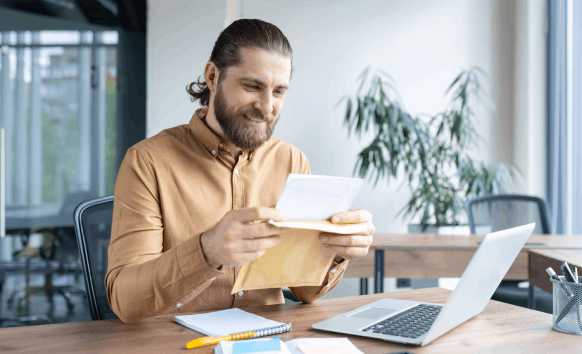 A translator checks a USCIS form beside a resume, highlighting Portuguese Translation Services in Florida for business.