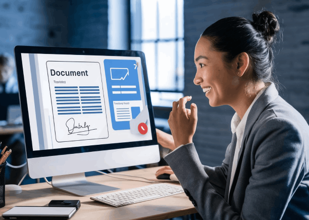 A client uploads documents to a secure portal for certified delivery, choosing French Translation Services in Florida.