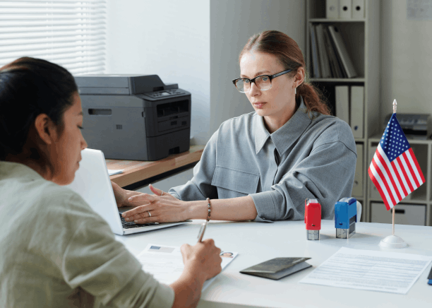 A client organizes a USCIS application with certified civil documents, relying on French Translation Services in Florida.